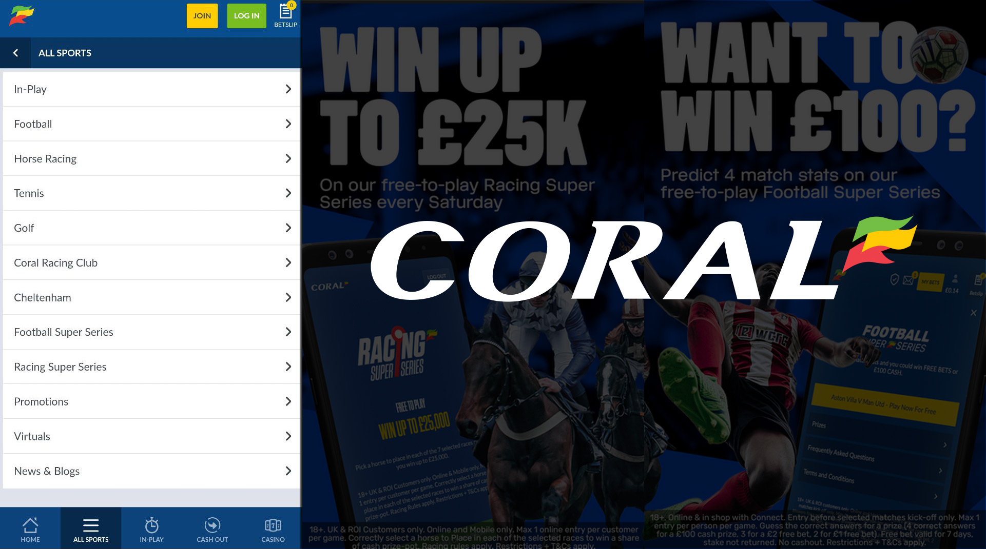 Sports betting in the Coral apps